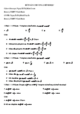Đề toán chương 2 Hình Học